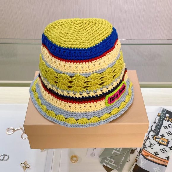 Miu Miu Accessories Miumiu Crochet Bucket Hat Cute Knit Beanies